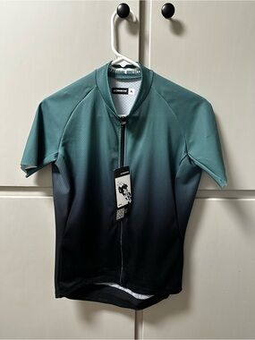 Assos Gradient Teal to Black Zip-Front Bike Cycling Jersey